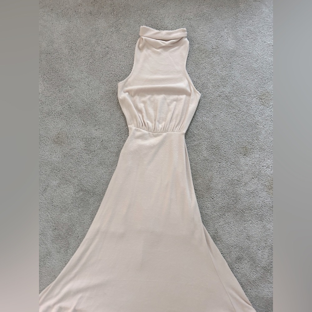 Anthropology Elegant Cream Sleeveless Dress